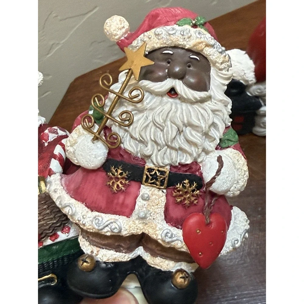 Vintage African American Black Santa Claus Plug In Night Light Lot of 3 WORKING